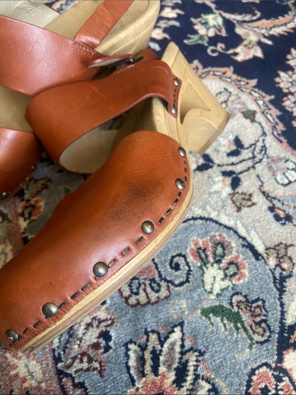 Dansko Thea  cognac brown chunky strapped clogs, 38 - Picture 3 of 13